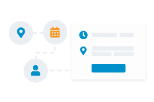 Icons showing how to book an appointment at local retail repair shop