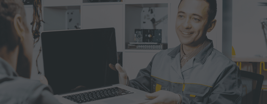 repair tech discussing warranty claims with a customer