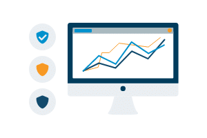 Computer with a graph showing business growth