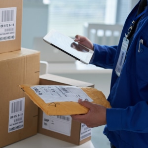 Service employee using a ServiceCentral product on a tablet