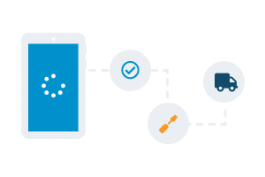 illustration displaying the return merchandise authorization process with Service Manager