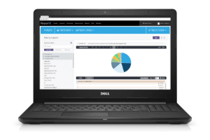 laptop displaying ServiceNetwork's business intelligence dashboard