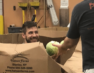 Jared warren in a box passing cabbage