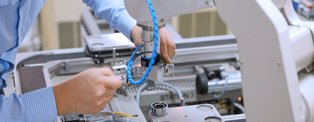 Technician servicing a medical device