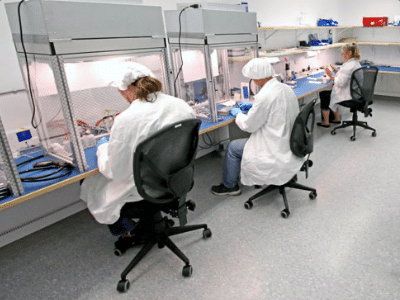 Medical professionals working in a sterile environment